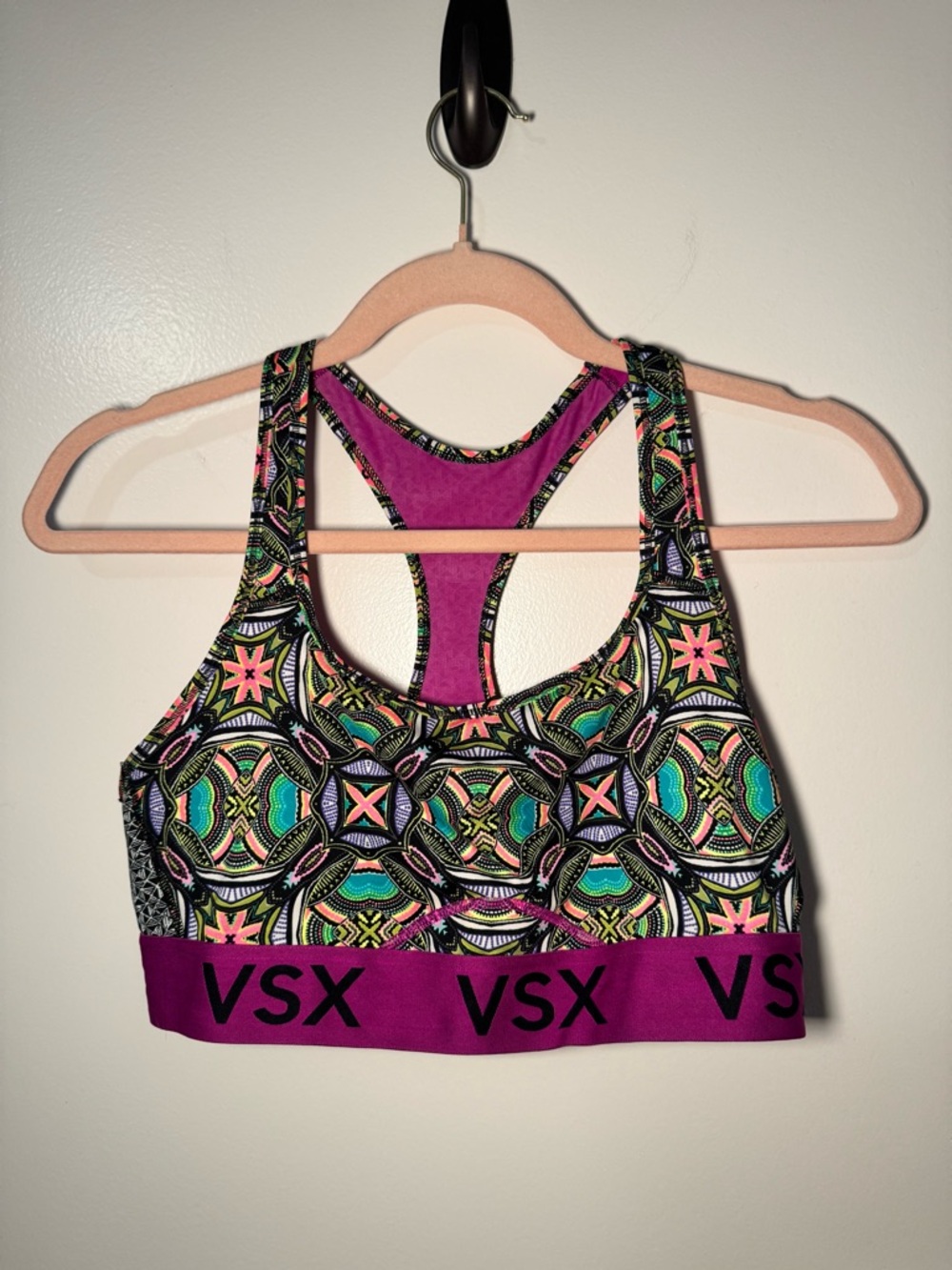 Victoria's Secret Sport Kaleidoscope Racerback Sports Bra with Purple Band